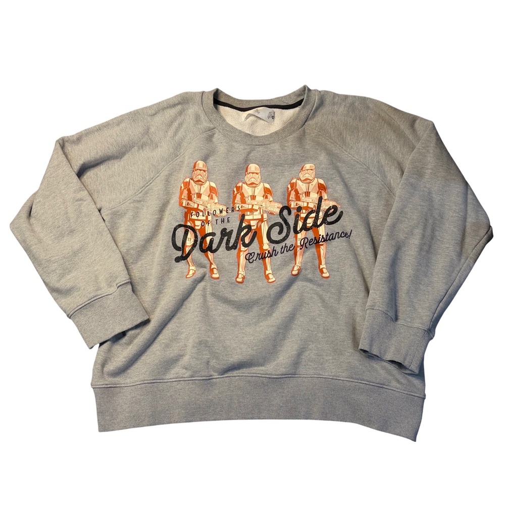 Disney‎ Parks Sweatshirt Gray Star Wars Stormtrooper Dark Side Graphic 2XL Mens
